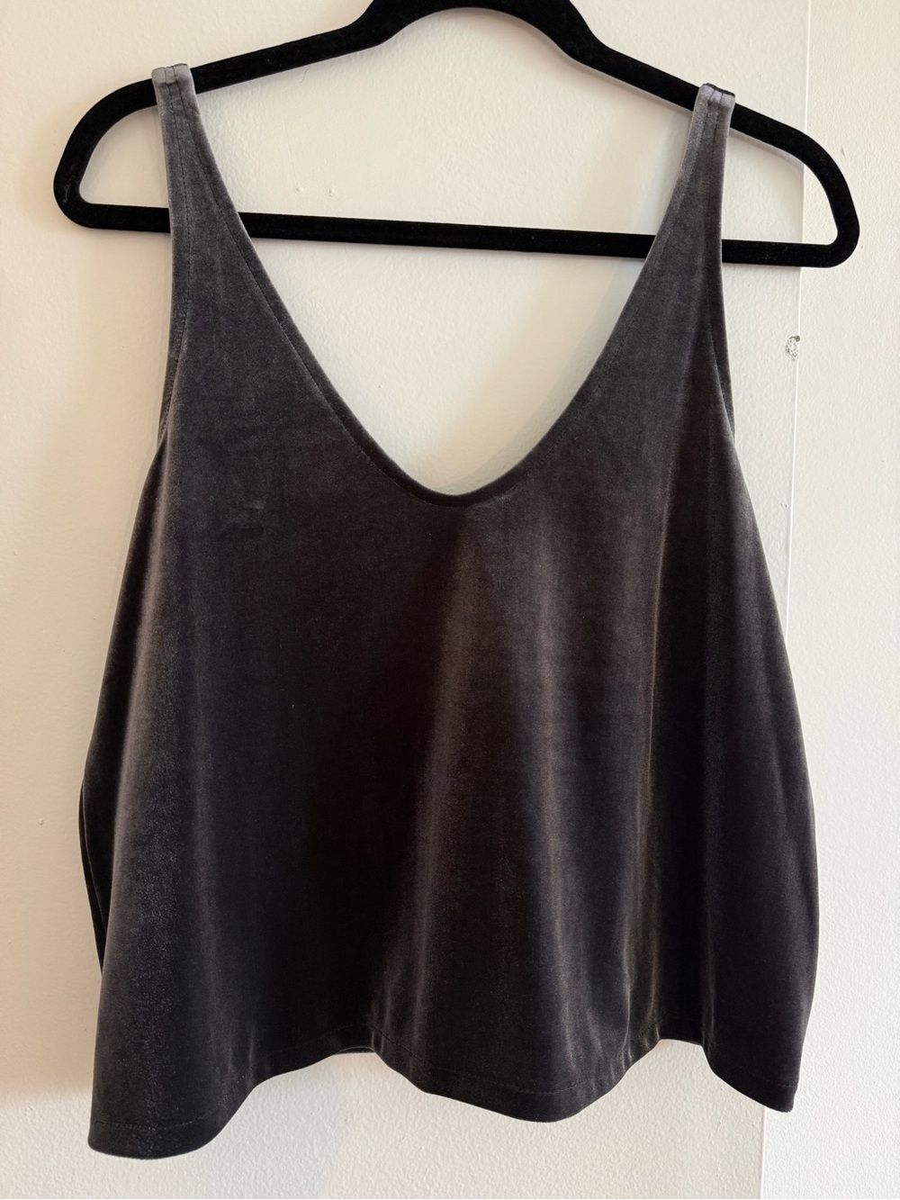 Madewell - Charcoal Gray, Velvet V-Neck Tank Top; Size Medium